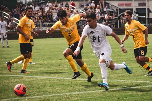 Soccer team playing on a field